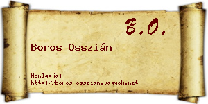 Boros Osszián névjegykártya